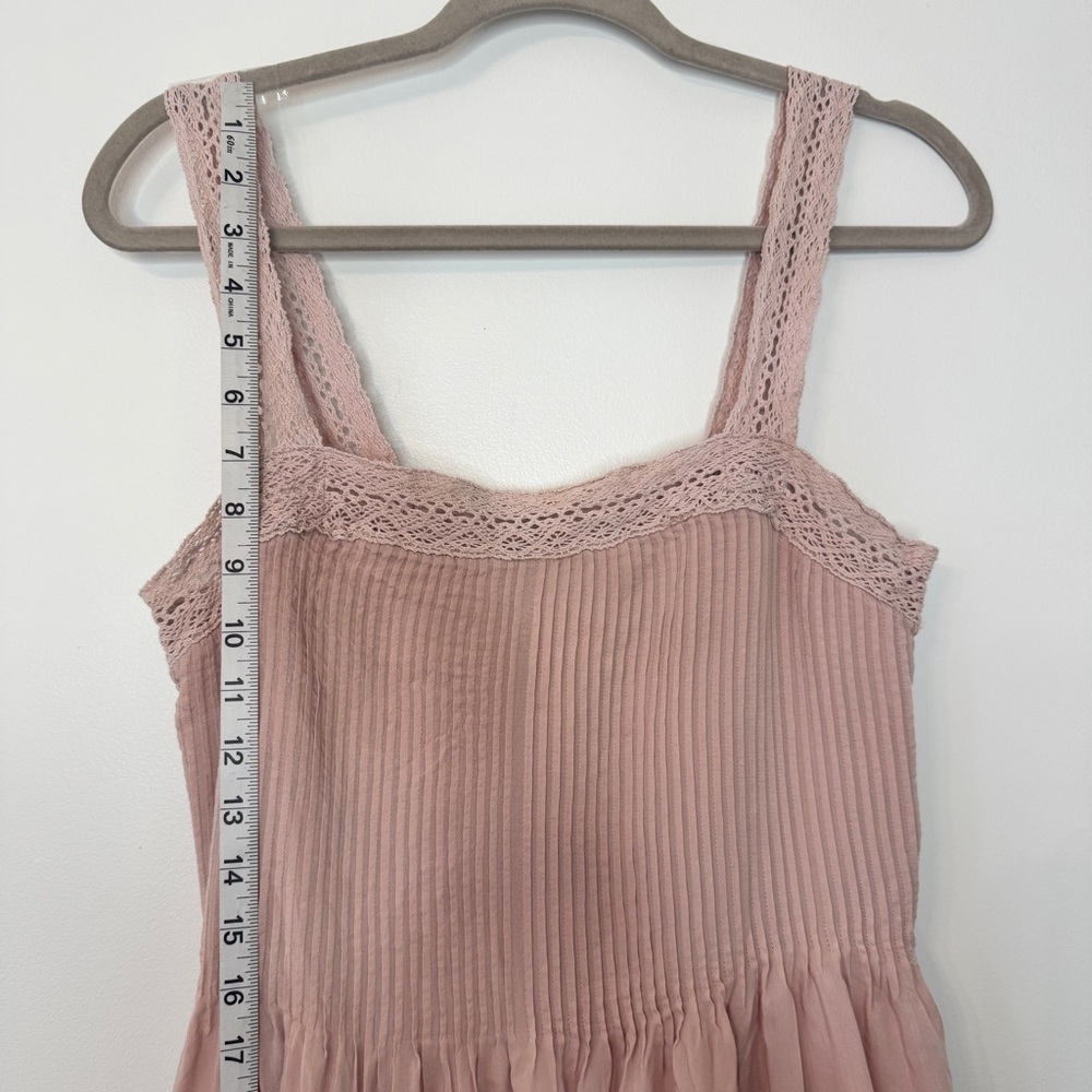 Aritzia Wilfred Leone Slip Mini Dress Pink La Boheme Crochet Pintuck Sz S - Picture 7 of 16